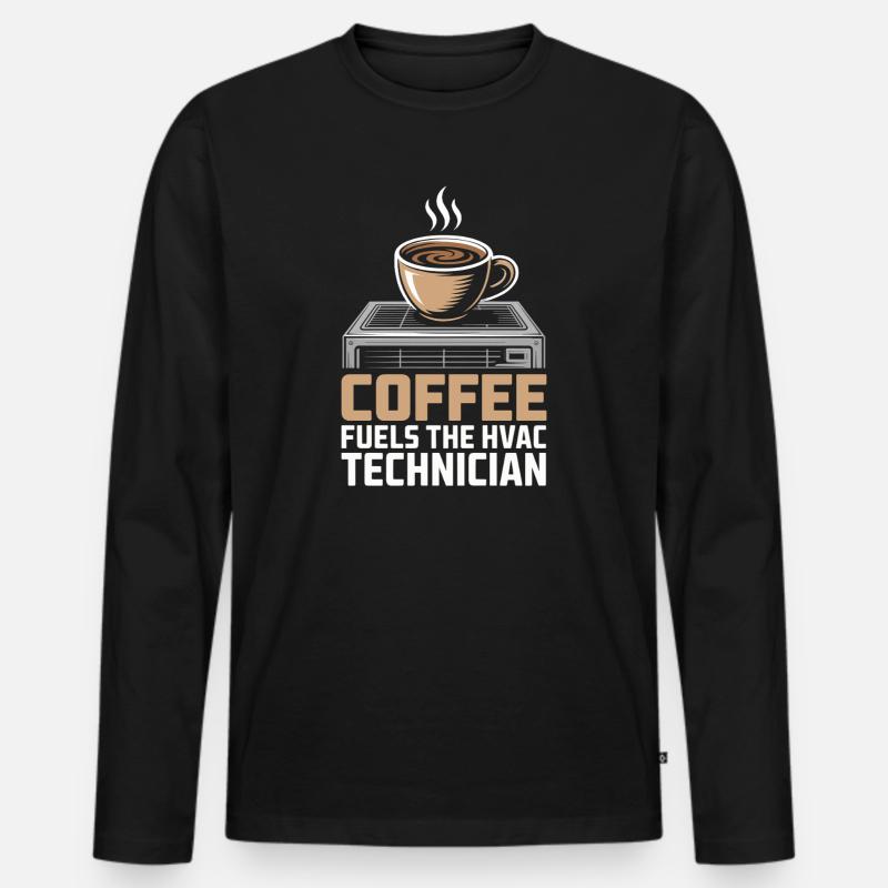 Kaffee Liebender HVAC Techniker Geschenk Arbeiter - Männer Premium Bio Langarmshirt - Schwarz