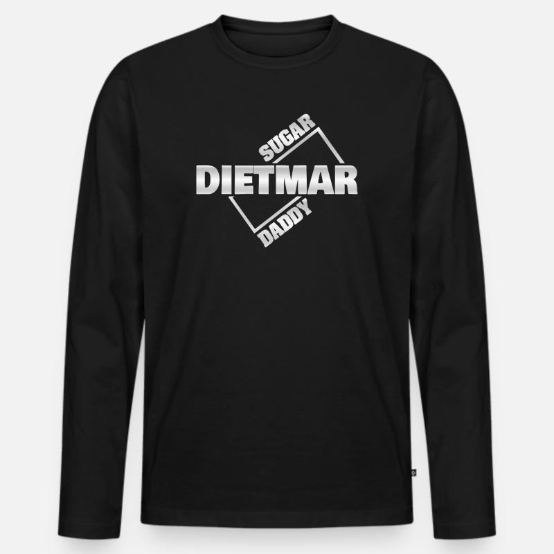 Sugardaddy Dietmar - Männer Premium Bio Langarmshirt - Schwarz