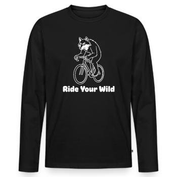 Wolf cyclist on bicycle - Men's Premium Organic Long Sleeve Shirt - black - Front - Nico (187cm)