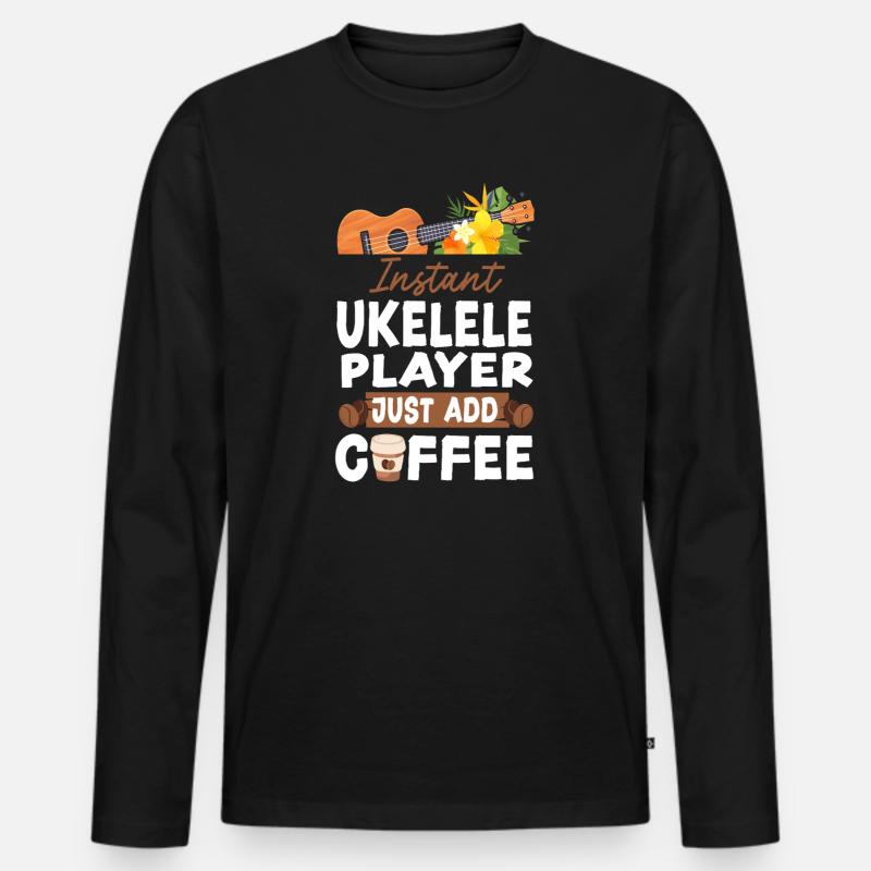 Hawaiian Ukulele Uke Coffee - Männer Premium Bio Langarmshirt - Schwarz