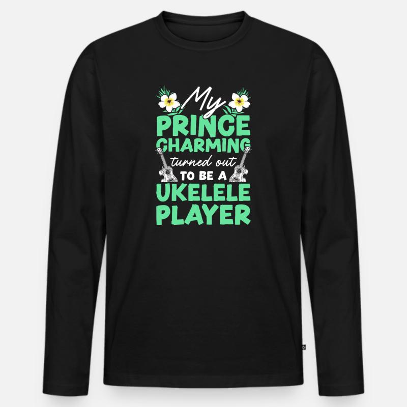 Hawaiian Ukulele Uke Girlfriend My - Männer Premium Bio Langarmshirt - Schwarz
