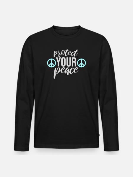 Protect Your Peace Mental Health Mindfulness - Men's Premium Organic Long Sleeve Shirt - black