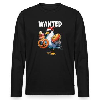 Gesucht Möwe Brezel Eiscreme - Men's Premium Organic Long Sleeve Shirt - black - Front - Nico (187cm)