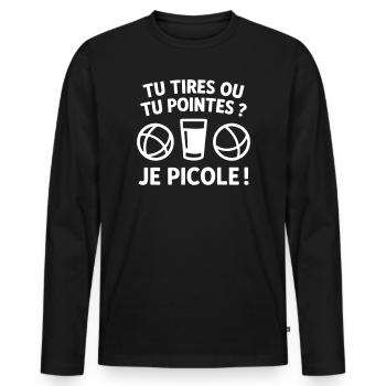 You shoot or you point Pétanque humor - Men's Premium Organic Long Sleeve Shirt - black - Front - Nico (187cm)