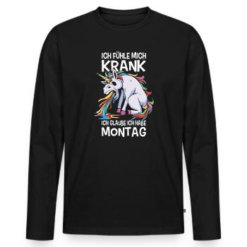Irony Sayings Ironic Funny Morning Grouch - Men's Premium Organic Long Sleeve Shirt - black - Front - Nico (187cm)