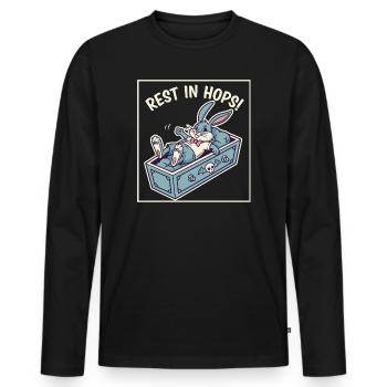 Hops Ruhestand: Osterhase im Sarg - Männer Premium Bio Langarmshirt - Schwarz - Vorne - Nico (187cm)