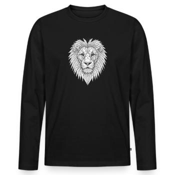 Geometrischer Löwenkopf Lineart - Männer Premium Bio Langarmshirt - Schwarz - Vorne - Nico (187cm)