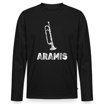 Aramis als Blasmusik - Männer Premium Bio Langarmshirt - Schwarz - Vorne - Nico (187cm)