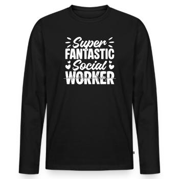 Citation d’assistante sociale Super fantastique Travail social - T-shirt manches longues Premium bio Homme - noir - Devant - Nico (187cm)