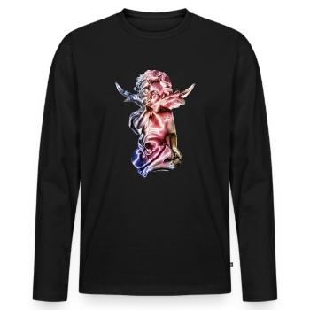 Angel Sculpture Gradient - Men's Premium Organic Long Sleeve Shirt - black - Front - Nico (187cm)