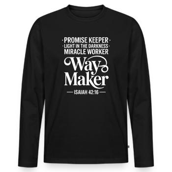 Weggeber, Versprechenshalter Isa 42:16 - Männer Premium Bio Langarmshirt - Schwarz - Vorne - Nico (187cm)