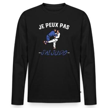 Ich kann nicht. Ich habe Judo. - Männer Premium Bio Langarmshirt - Schwarz - Vorne - Nico (187cm)