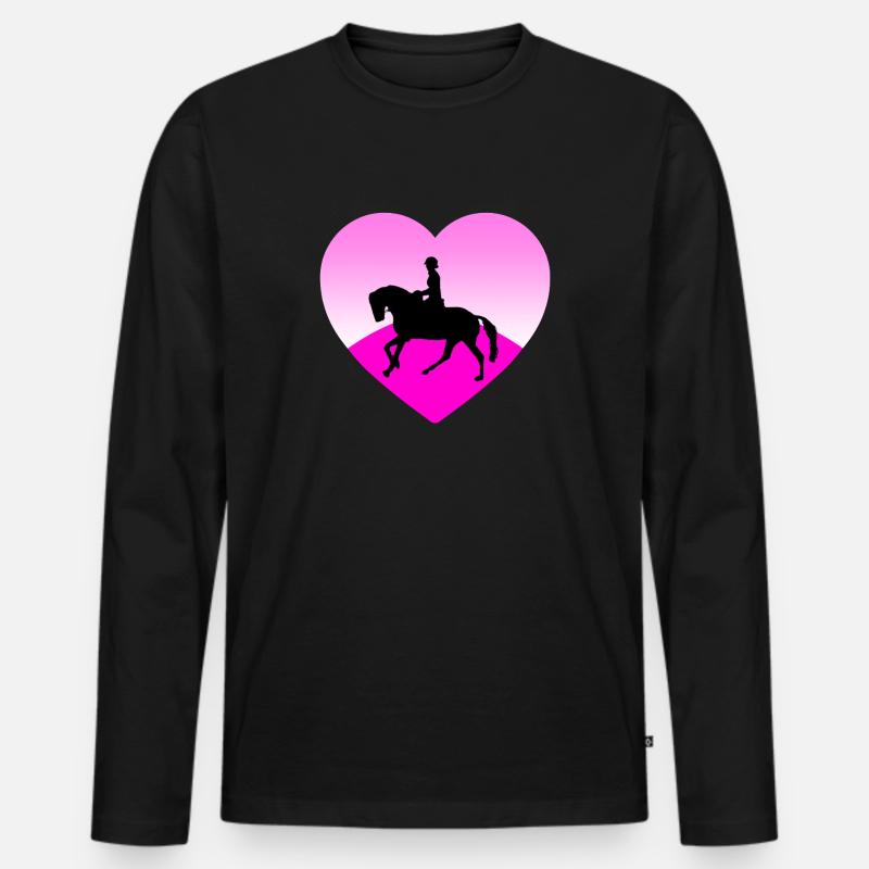 Pferde - Männer Premium Bio Langarmshirt - Schwarz