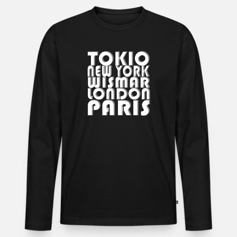 METROPOLE WISMAR - Männer Premium Bio Langarmshirt - Schwarz