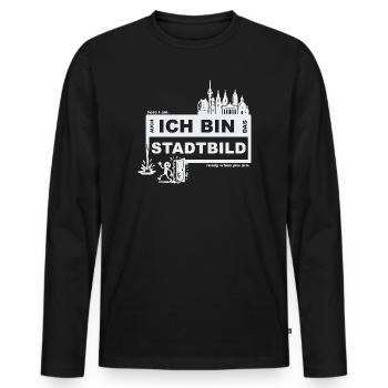 Paysage urbain - Allemand - prêt quand vous voulez - T-shirt manches longues Premium bio Homme - noir - Devant - Nico (187cm)
