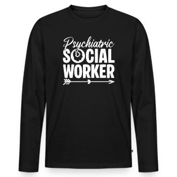 Social Worker Quote Psychiatric Social Work - Männer Premium Bio Langarmshirt - Schwarz - Vorne - Nico (187cm)