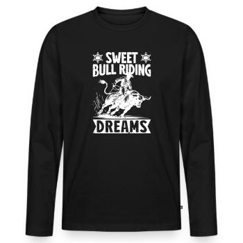 Cheval de rodéo, doux Cowboy à cheval de rodéo, Rêves de Cowboy - T-shirt manches longues Premium bio Homme - noir - Devant - Nico (187cm)