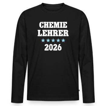 Professeur de chimie 2026 Professeur de chimie Professeur de chimie Professeur de chimie - T-shirt manches longues Premium bio Homme - noir - Devant - Nico (187cm)