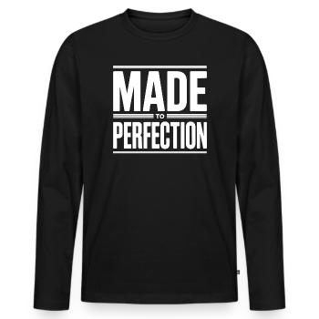 Made To Perfection Zur Perfektion Gereift Perfekt - Männer Premium Bio Langarmshirt - Schwarz - Vorne - Nico (187cm)