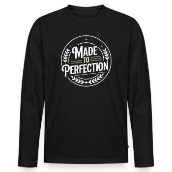 Made To Perfection Zur Perfektion Gereift Perfekt - Männer Premium Bio Langarmshirt - Schwarz - Vorne - Nico (187cm)