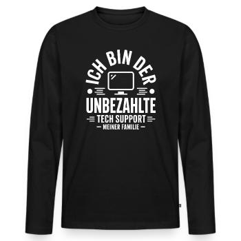 Unbezahlter Tech Support Familie - Männer Premium Bio Langarmshirt - Schwarz - Vorne - Nico (187cm)