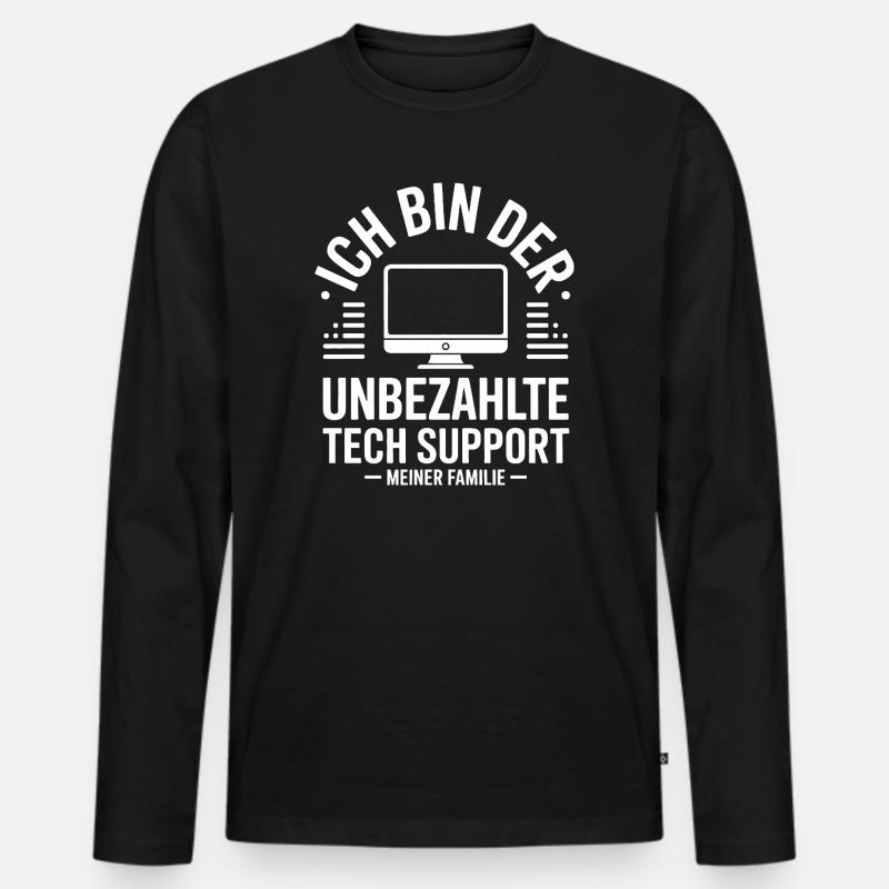 Unbezahlter Tech Support - Männer Premium Bio Langarmshirt - Schwarz