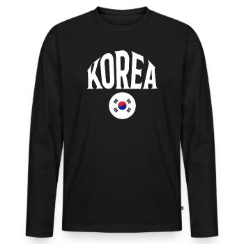 Korea - Men's Premium Organic Long Sleeve Shirt - black - Front - Nico (187cm)