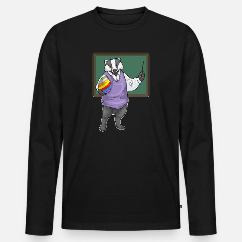 Dachs Ostern Lehrer - Männer Premium Bio Langarmshirt - Schwarz