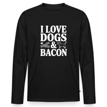 I Love Dogs & Bacon - Men's Premium Organic Long Sleeve Shirt - black - Front - Nico (187cm)