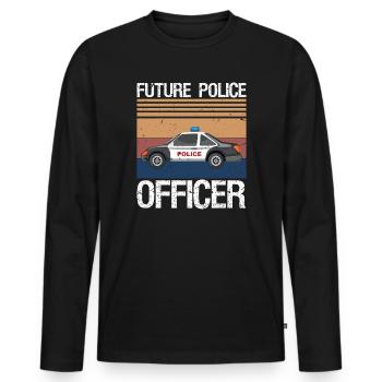 Future Police Officer Policewoman Cop  - Männer Premium Bio Langarmshirt - Schwarz - Vorne - Nico (187cm)