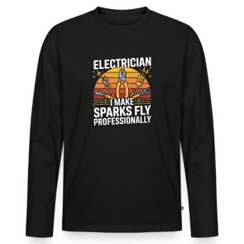 Électricien : je fais jaillir des étincelles professionnellement - T-shirt manches longues Premium bio Homme - noir - Devant - Nico (187cm)