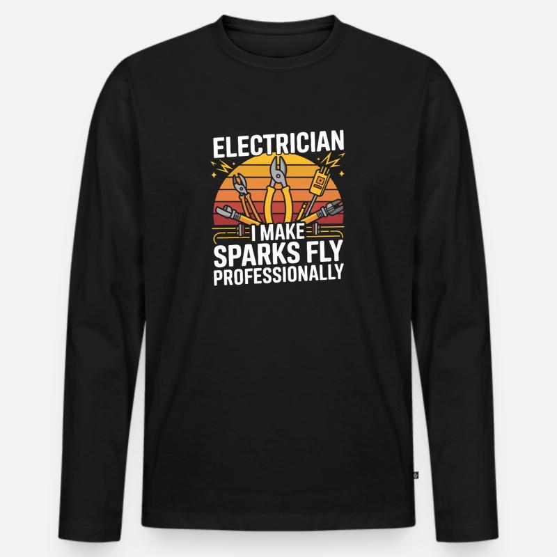 Electrician I Make Sparks Fly Professionally - Männer Premium Bio Langarmshirt - Schwarz