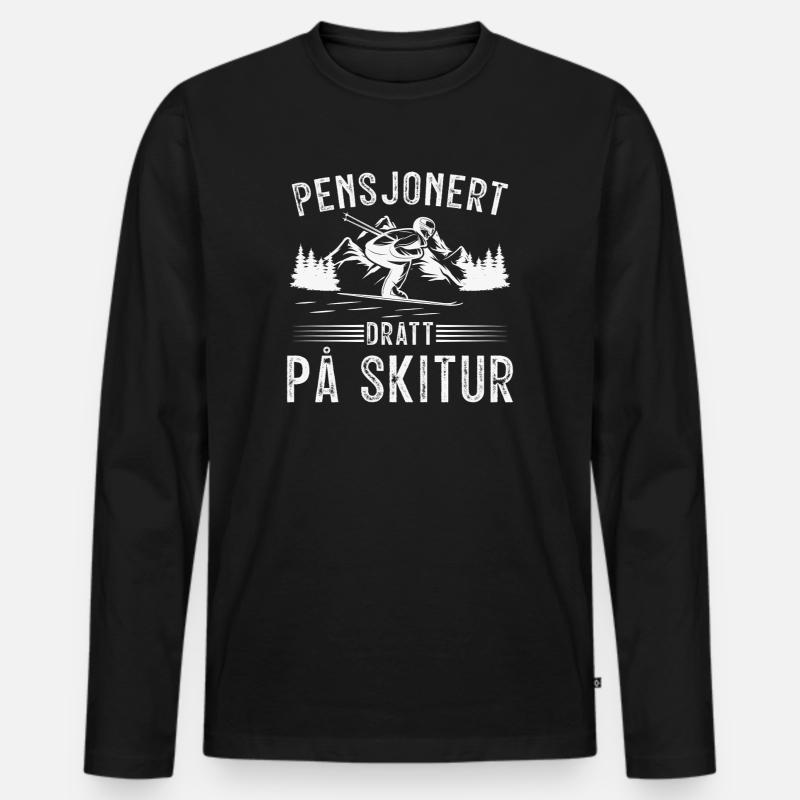 Rentner im Skiurlaub - Männer Premium Bio Langarmshirt - Schwarz