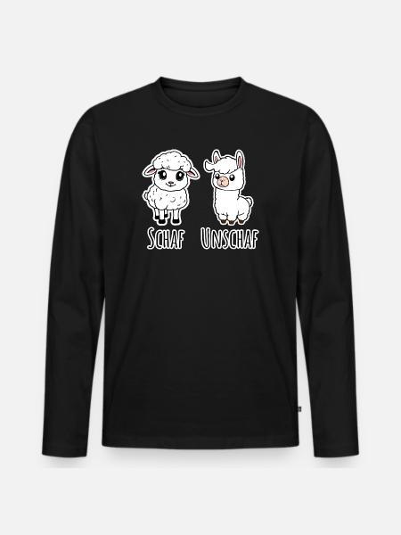 Schaf und nicht Schaf (Unschaf) - Lama kein Schaf - Männer Premium Bio Langarmshirt - Schwarz