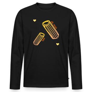 Pâtes Relation Amour - T-shirt manches longues Premium bio Homme - noir - Devant - Nico (187cm)