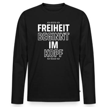 Freedom begins in the mind – Statement Design - Men's Premium Organic Long Sleeve Shirt - black - Front - Nico (187cm)