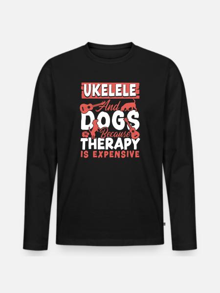 Hawaiian Ukulele Uke Dog Ukulele - Men's Premium Organic Long Sleeve Shirt - black