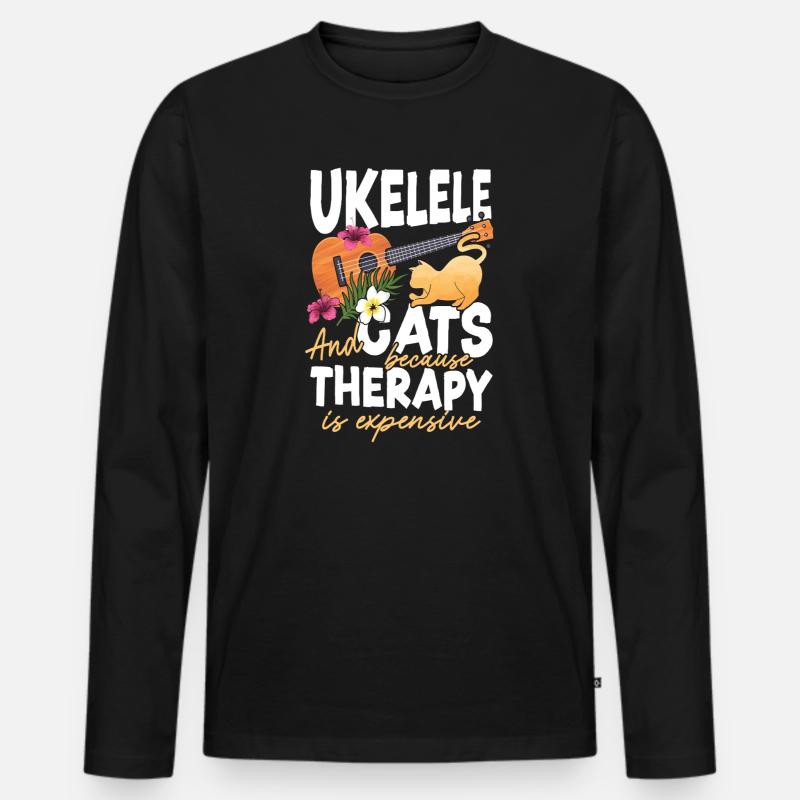 Hawaiian Ukulele Uke Cat Ukulele - Männer Premium Bio Langarmshirt - Schwarz