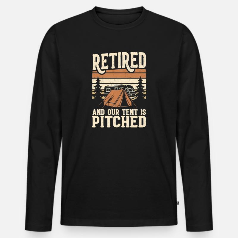 Retired Camper: Zelt Pitch - Männer Premium Bio Langarmshirt - Schwarz