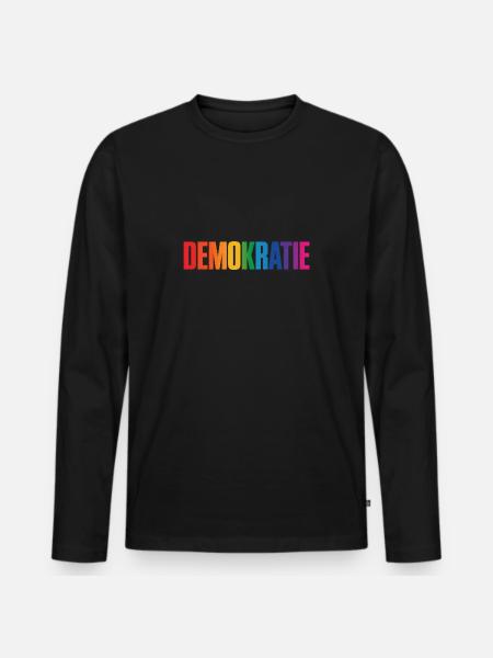 Democracy - Cool Pride Logo - Men's Premium Organic Long Sleeve Shirt - black