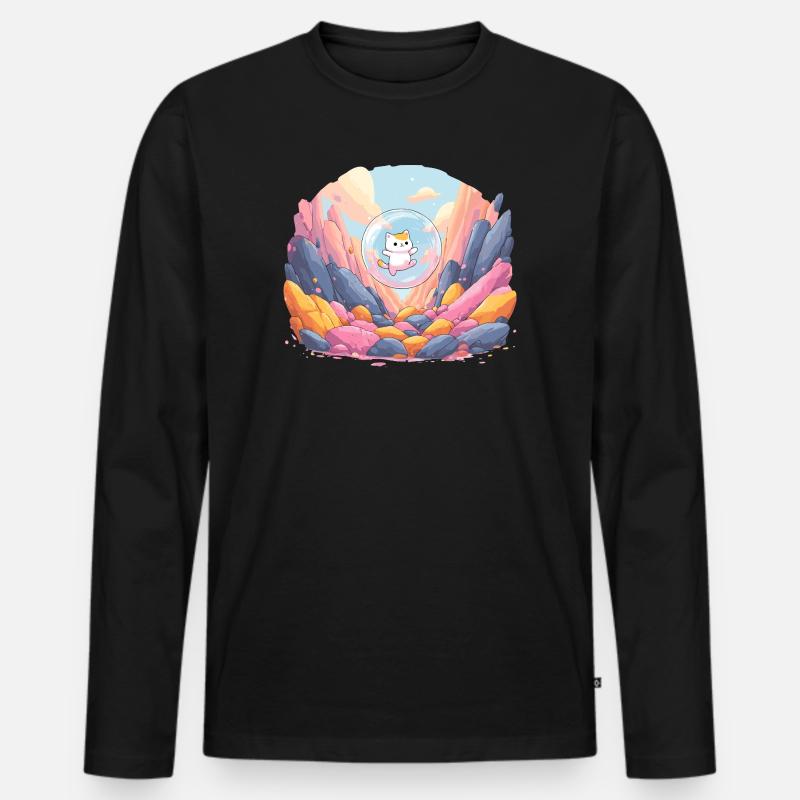 Katzenkugel im farbigen Canyon - Männer Premium Bio Langarmshirt - Schwarz