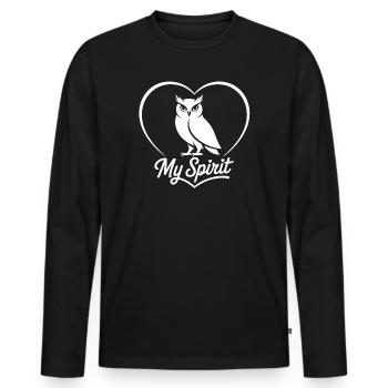 Herz Eule My Spirit Design - T-shirt manches longues Premium bio Homme - noir - Devant - Nico (187cm)