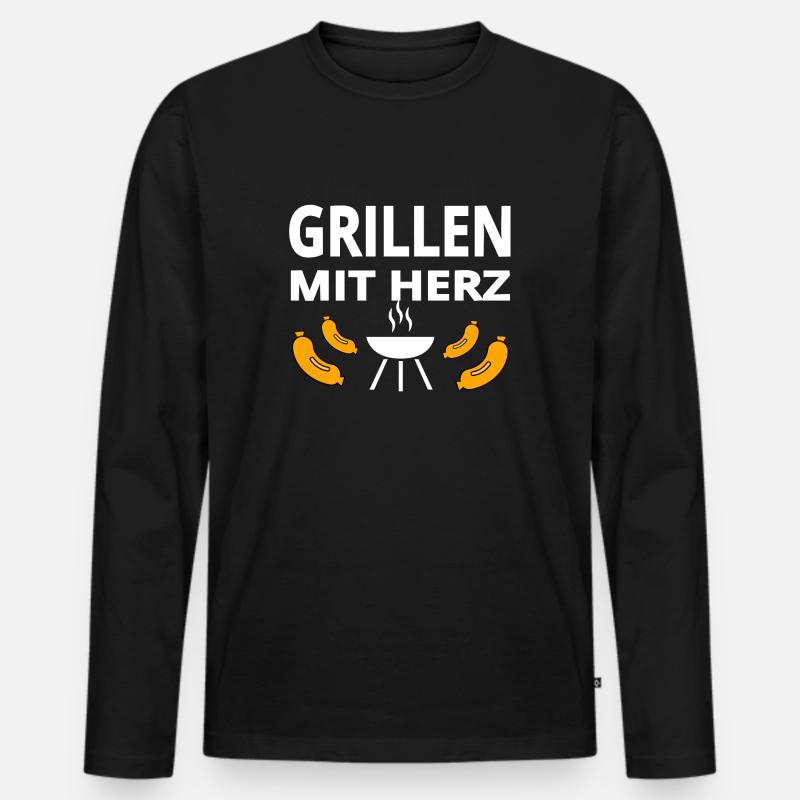 Grillen - Männer Premium Bio Langarmshirt - Schwarz