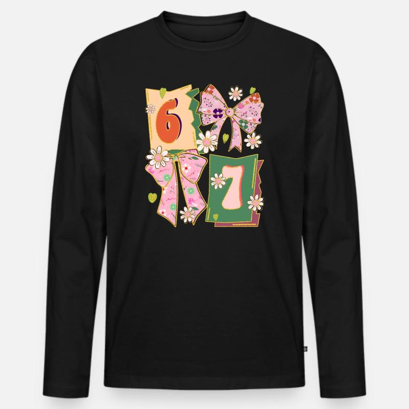 retro 67 pink coquette bow style - Männer Premium Bio Langarmshirt - Schwarz