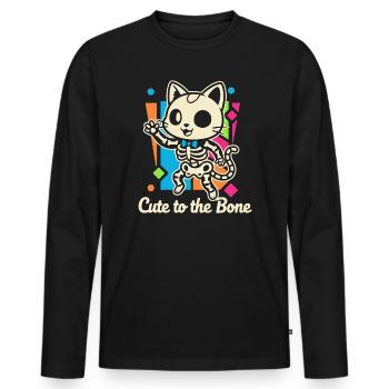 Katzen-Skelett Motiv Schnurrer - Männer Premium Bio Langarmshirt - Schwarz - Vorne - Nico (187cm)