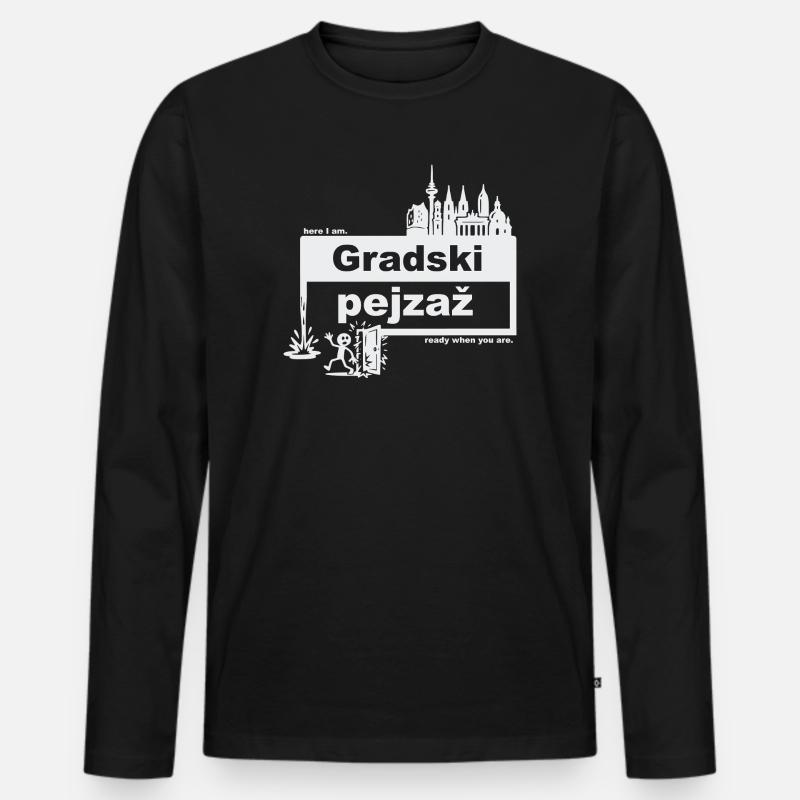 Stadtbild - kroatisch - ready when you are - Männer Premium Bio Langarmshirt - Schwarz