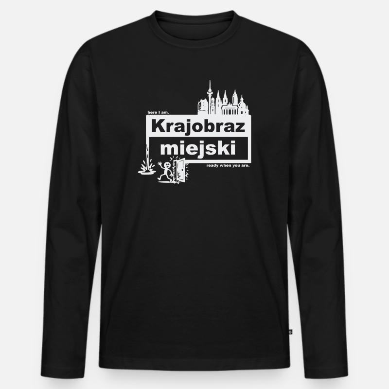 Stadtbild - polnisch - ready when you are - Männer Premium Bio Langarmshirt - Schwarz
