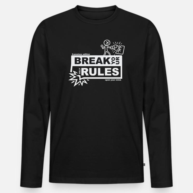 Break your silly rules - frameless edition - Männer Premium Bio Langarmshirt - Schwarz