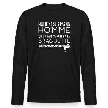 Walking with a fly - Men's Premium Organic Long Sleeve Shirt - black - Front - Nico (187cm)