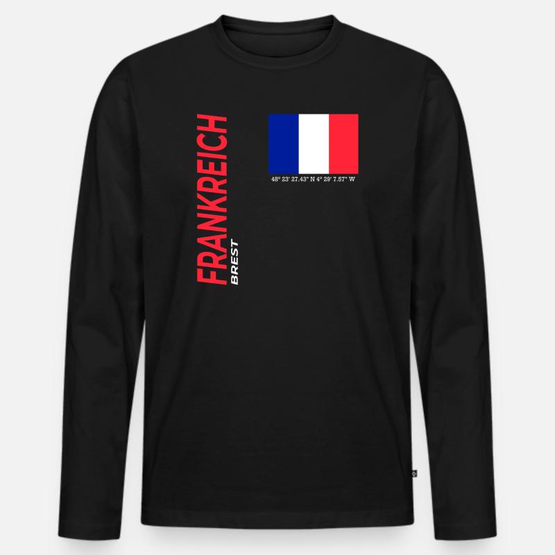 Brest - Männer Premium Bio Langarmshirt - Schwarz